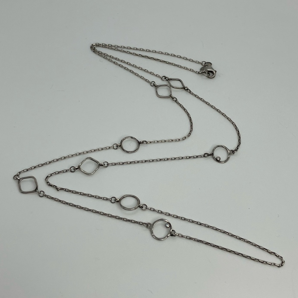 Silpada 925 Sterling Silver & Cz Ring Around the Rosie Geometric Necklace  | 34”